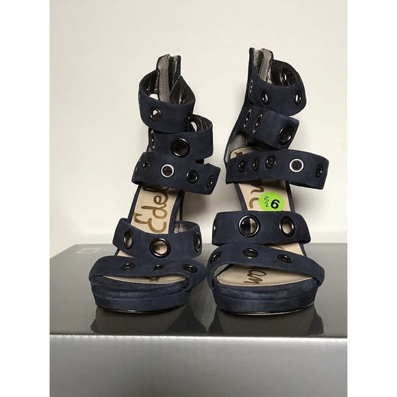 Sam Edelman Stiletto Sandals, Caged Open Toe with Metal Grommets 9.5M - Picture 3 of 11